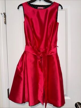 Isaac Mizrahi Pink Satin Womens' Bow Waist Party Dress